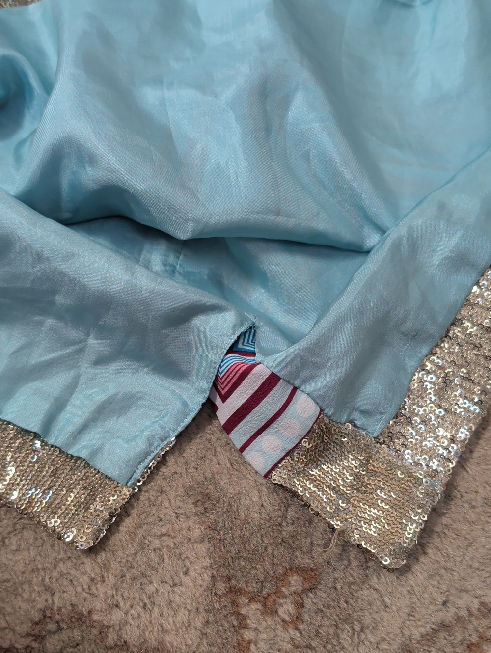 Isani Anthropologie Light Blue Geometric Triangle Skirt with Gold Sequin Hem - Picture 6 of 7